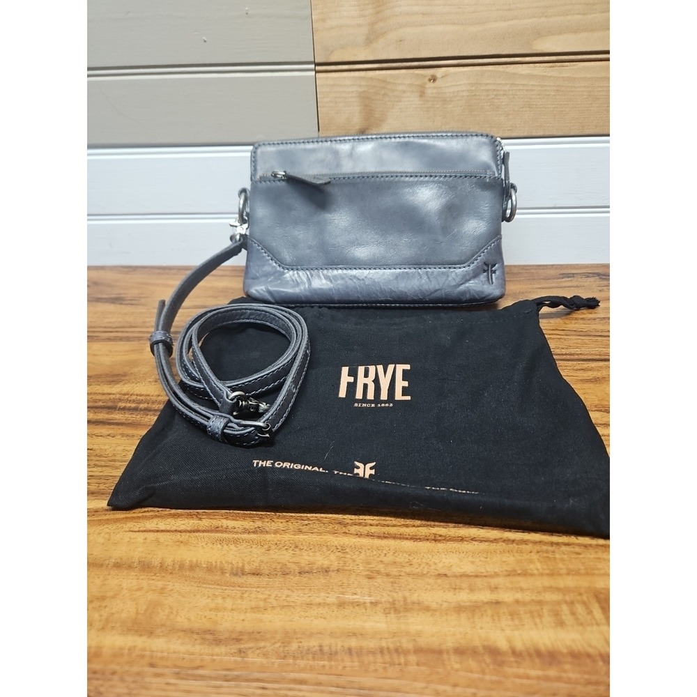 Frye Melissa Leather Crossbody Wristlet Carbon Grey DB 104 Small Bag NWOT